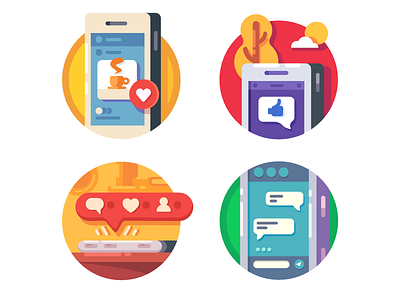 Like putting icons communication connection flat illustration internet kit8 like network social vector