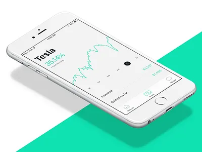 Invest App. 2. app design finance fintech invest ios iphone stock tesla ui ux