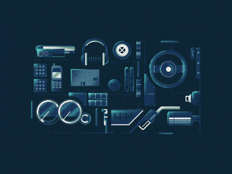 Cockpit - Light animation car cockpit gps graphic illustration illustrator light motion motion graphic phone wheel