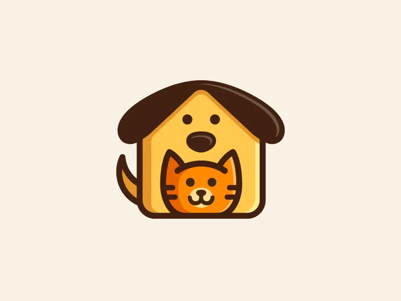 Charming Kennel Website Logo Design Featuring Dog and Cat