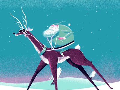 Merry Christmas! character christmas deer gif holiday illustration ride run santa snow