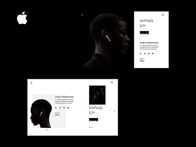 Airpods shopping details apple black card ui vision