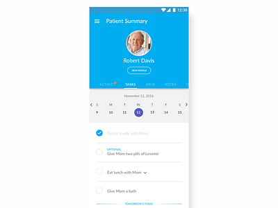 Task List for Healthcare Client android calendar healthcare list material design tasks