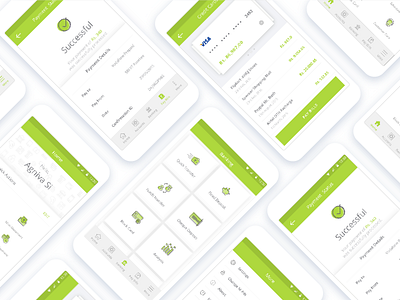 Banking App screens android app bank banking design green illustrations personal banking sprint