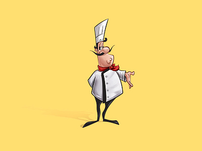 Chef cartoon character chef desenho design digital food illustration mascot painting yellow