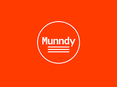 Munndy Logo circle flat logo mono red retro type