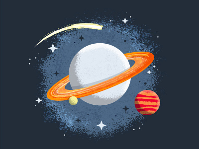 Space adventure design explore illustration moon planet saturn space star stipple sun texture