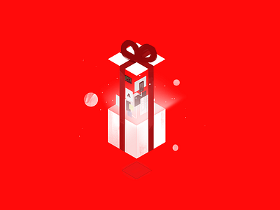 Gift gift holidays illustration isometric red sketch