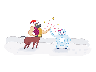 Mashup andyet centaur highfive illustration macho man mythical vector yeti