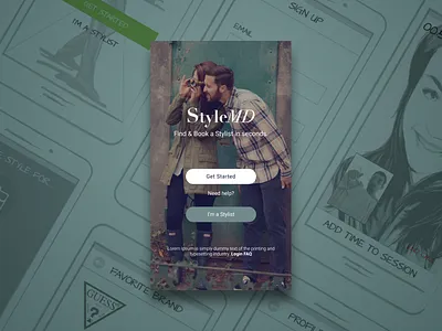 StylistMD sign up funding log in fashion process sign up sketch splash style stylist wireframing