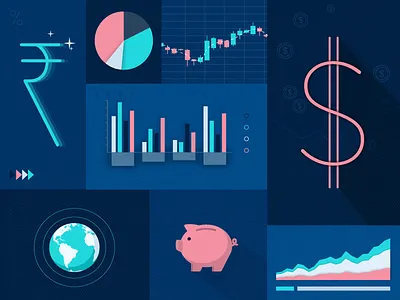 Dollar // INR charts dollar finance global graphs illustration markets rupee savings stocks