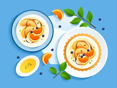 food illustration breakfast brunch dessert flat food fruit illustration leaf orange peach