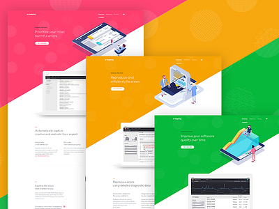 Bugsnag Feature pages application bug bugs colorful error features illustrations software