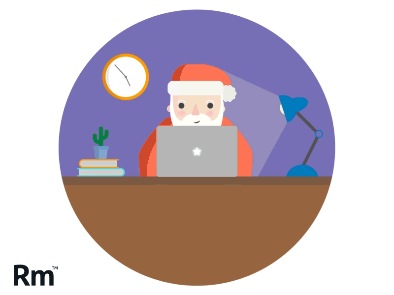 Out Of Office animated animation christmas computer desk gif light santa