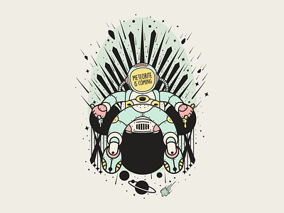 Meteorite Is Coming astronaut coming illustration meteorite stars throne vector