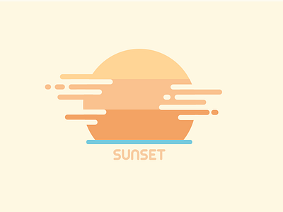 Sunset flat illustrator orange sun sunset