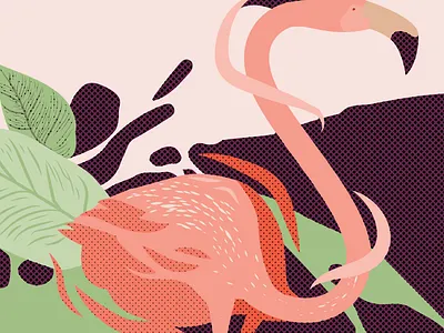 Flamingo animal ceiling deco flamingo flat fresco grand cafe graphic illustration interior graphics zoo