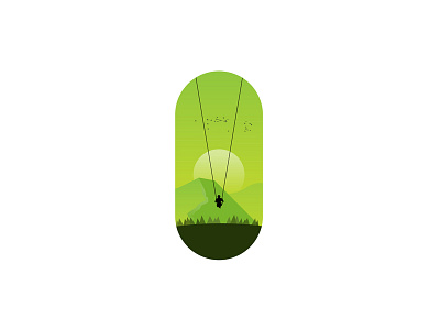 Swing 5024 childhood green landscape moon mountain shadow swing