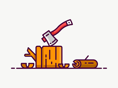 Woodcutter Icon axe flat icon illustration vector wood