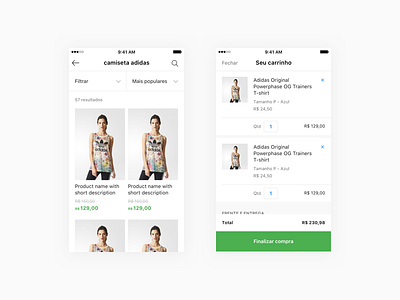 E-commerce e commerce green product shopping cart ui ux