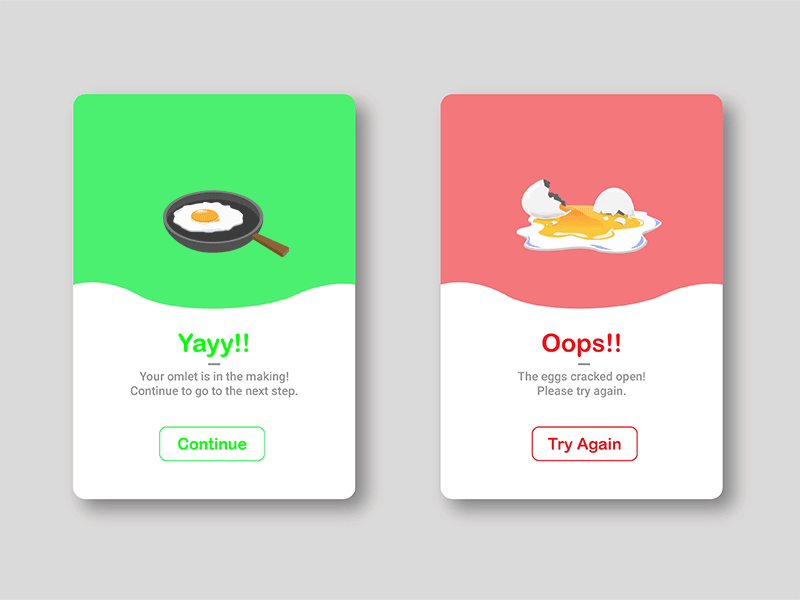 Flash Message (success/ error) - Daily UI 011 animation daily ui day 11 egg egg tossing error flash message gif illustration oops success yay