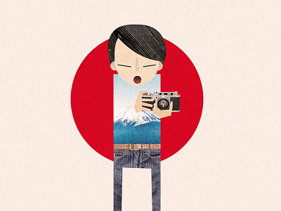 Tourist character childrensbook flat geometric illustration japan simple tourist vector