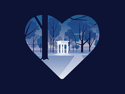 The School With a Heart arkansas heart henderson state illustration school trees university vector winter