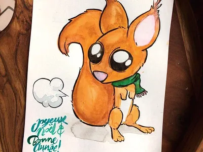 Hazlenut Fart christmas fart greeting handwritting hazlenut squirrel wishcard xmas