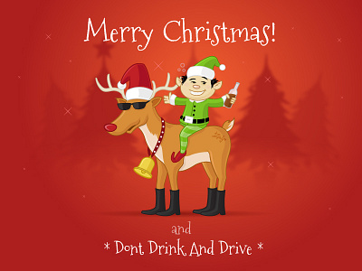 Happy Holidays! cartoon christmas drunk elf holidays illustration party reindeer