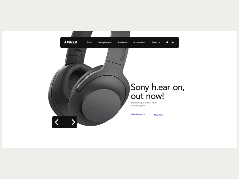 Apollo Animation UI Card animation ecommerce headphones homepage layout music ui web design