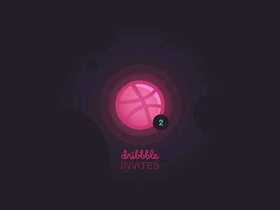 2 Dribbble Invites 2 dribbble invitation flat illustration intivations invitation invite invites logo pink planet universe vector