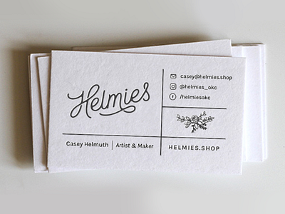 Helmies - A Christmas Gift business card christmas floral gifts grid hand lettered type letterpress line logo minimal mockup modern