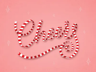 Cheers candy cane cheer cheers christmas lettering merry ribbon stripe type