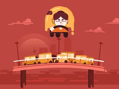 Traffic jam artwork characters design direction flat illustration motion