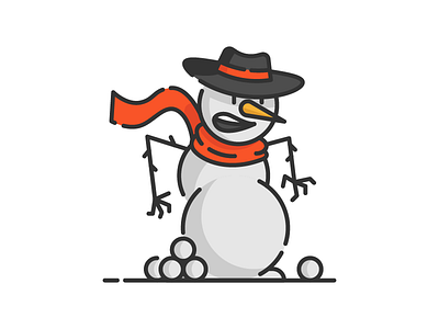Snowman ball christmas icon illustration snow vector