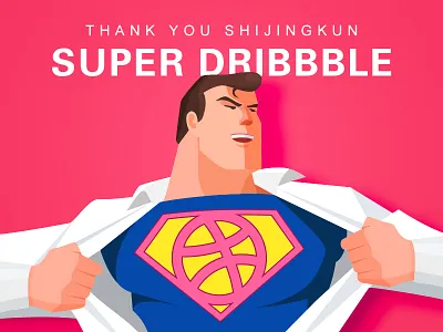 First Shot debut dribbble first shot flat illustration invite super man thanks
