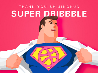 First Shot debut dribbble first shot flat illustration invite super man thanks