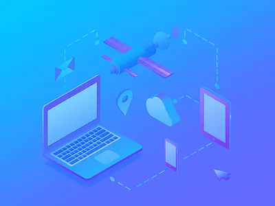 Data and technology bule data illustrations landing page