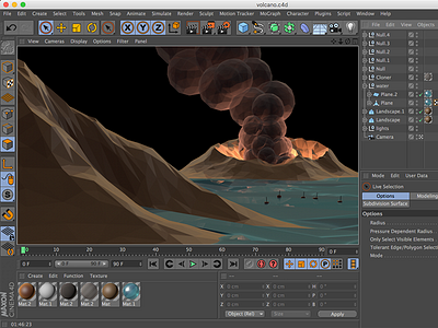 Volcano Current WIP 3d beach c4d cinema4d illustration low low poly ocean poly volcano wip