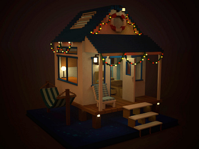 Have yourself a Merry Little Christmas 3d beach cabin christmas home house voxel xmas