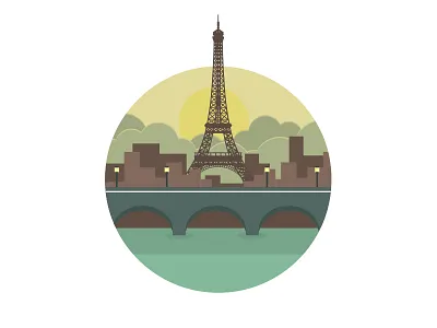 Paris // Eifel tower art design flat graphic landscape minimalist poly simple vector