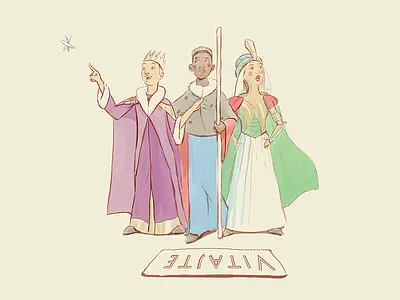 Three Kings—three little carol singers bible biblical carol singers feast illustration king mage magicians magus three kings