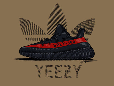 Yeezy 350 v2 Black Red X Melonkicks adidas boost digitallillustration illustration yeezy yeezy350