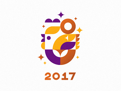 Le coq 2017 chicken cock form happy logo minimalism new rooster shapes sparks year