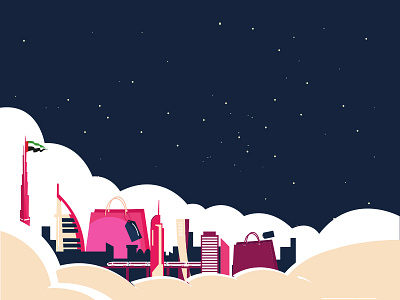 National Day UAE Shopping Illustrations amex illustrations national day uae shopping