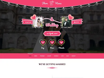 Wedding Banner Concept For Hefty Multipurpose WordPress Themes banner creative header hero area icon landing page minimal sign slider ui ux web template wedding wordpress