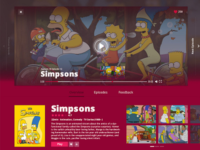 Movie overview UI description episode interface movie overview website player simpsons ux video