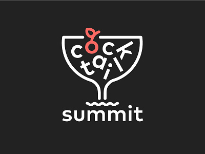 Cocktail Summit Logo brand cocktail friendly fun icon logo vectory wave