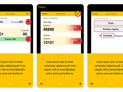 Walkthrough App design Loterias El Mundo ana rebeca perez demonstration design help lottery tour ui ux walk through walkthrough