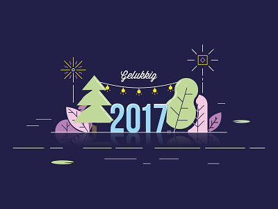 2017 2017 firework lamp lilypad new plants reflection tree water year